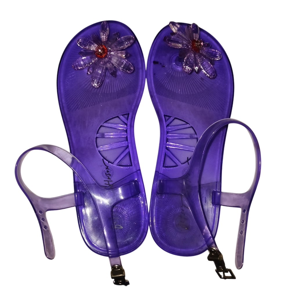 Betsey Johnson Women's Tabby Flat Purple Jelly Sandals